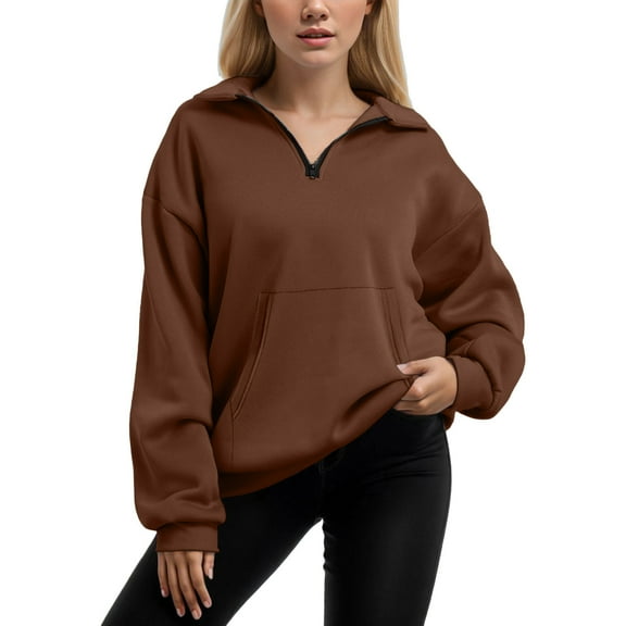 Rovga Sweatshirt For Women Sweatshirts Oversized Half Zip Pullover Long Sleeve Quarter Zip Sweatshirt Teen Girls Fall Top Clothes With Pockets Stylish Clothing