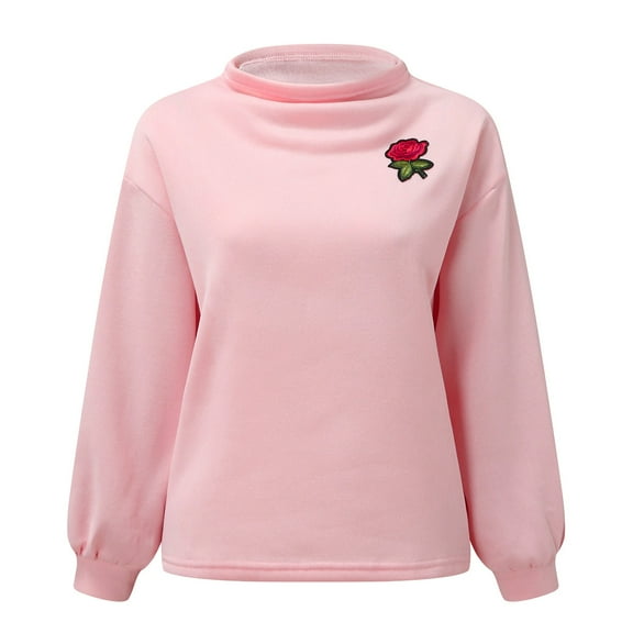 Rovga Sweatshirts Women Casual Long Sleeve Embroider Flower Pullover Sweatshirt Tops Oversized Sweatshirt For Women 2022