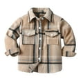 thumbnail image 1 of Rovga T Shirt For Boys Fall Winter Crewneck Long Sleeve Tee Stripe Prints Tops Outfits Adorable Basic Clothes 18-24 Months Beige, 1 of 3