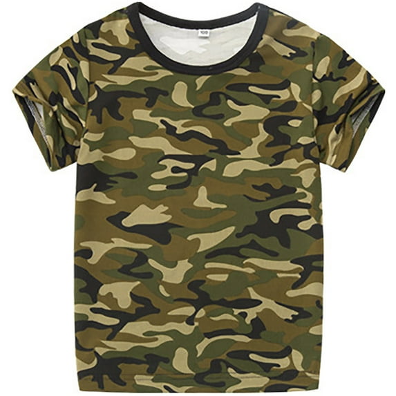 Rovga T Shirt For Boys Girls Summer Short Sleeve Round Neck Shirt Camouflage Trendy Tops Casual Shirts For Boys And Girls Green 2-3 Years