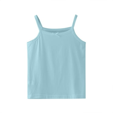 Rovga T Shirt For Girls Solid Color Tops Round Neck Sleeveless Tee Fashion Summer Sports Adorable Clothes Green 8-10 Years