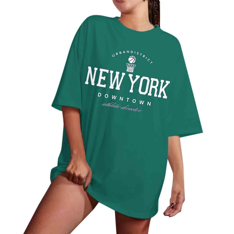 Rovga T-Shirts For Women Novelty Letter Graphic Oversized