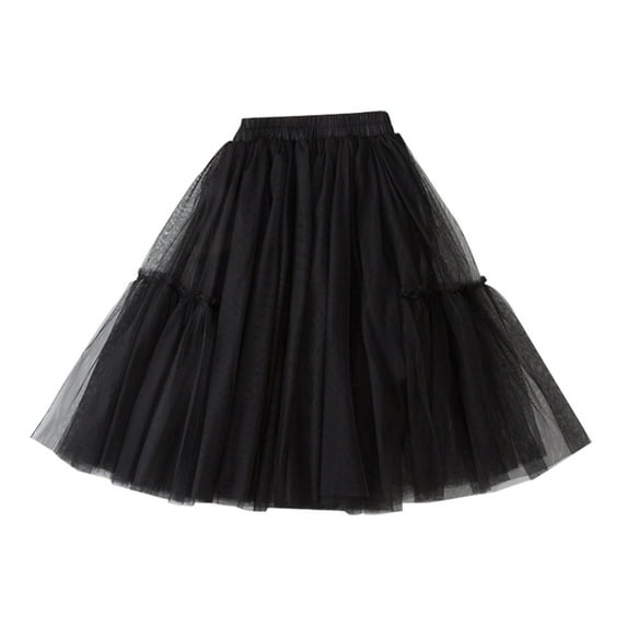 Rovga Teen Dress Girls 9-10 Years Solid Color Tiered Ruffle Maxi Skirts Soft Party Skirt Adorable Daily Wear Black