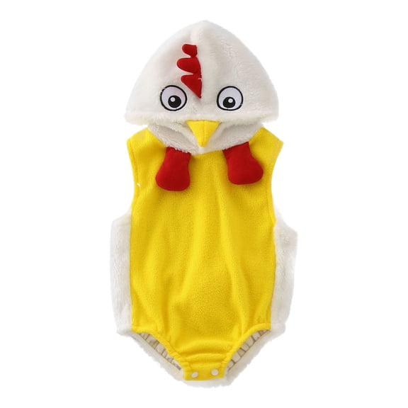 Rovga Toddler Boys Clothes 12-18 Months Chicken Animal Romper Winter Hooded Romper Bodysuits Clothes Soft Daily Wear White