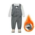 thumbnail image 1 of Rovga Toddler Boys Clothes Toddler Baby Boy Suit Thick Fleece Lined Gentleman Wedding Outfits Formal Dress Shirt Bowtie Vest Suspender Pants Classic Festival Playsuit Grey 2-3 Years, 1 of 7