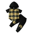 thumbnail image 1 of Rovga Toddler Boys Girls Short Sleeve Plaid Printed Hooded Tops T-Shirt Pants Child Outfits Cute Baby Clothing, 1 of 7