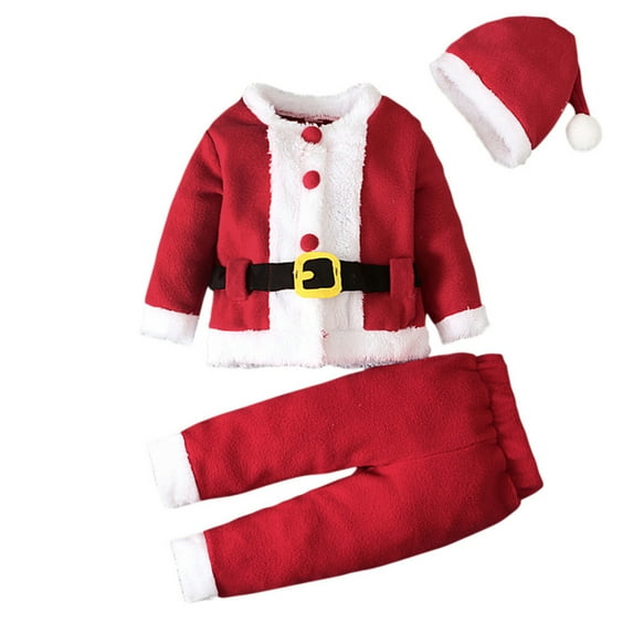 Rovga Toddler Clothes For Boys Girls 12-18 Months Santa Baby Set Outwear Toddler Xmass Outfits Christmas Warm Boys Romper Jumpsuit Comfortable Clothing Red