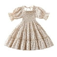thumbnail image 1 of Rovga Toddler Girl Dress Clothes Kids Baby Spring Summer Floral Print Ruffle Short Sleeve Princess Dresss, 1 of 7