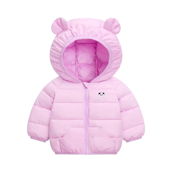 Rovga Toddler Girls Coats Toddler Boys Winter Windproof Cartoon Panda Prints Bear Ears Hooded Coat Jacket Kids Warm Outerwear