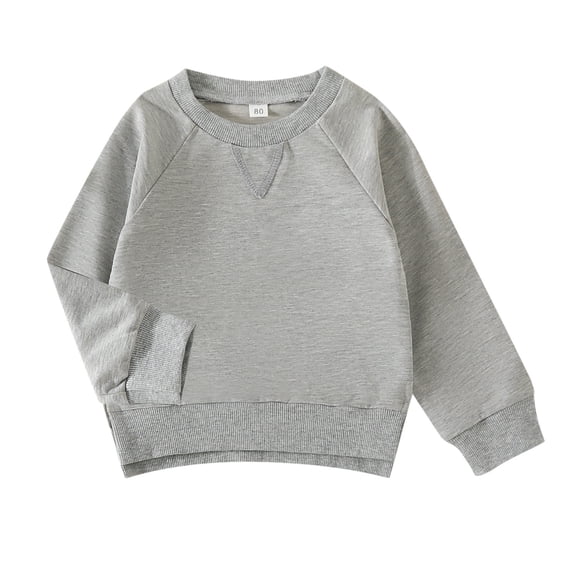 Rovga Toddler Kids Baby Boy Girl Crewneck Sweatshirt Cotton Long Sleeve Solid Color Pullover Top Casual Spring Fall Clothes Leisure Clothing