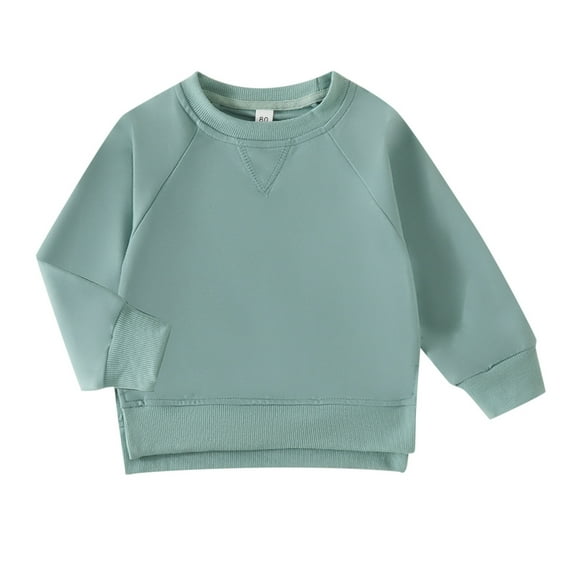 Rovga Toddler Kids Baby Boy Girl Crewneck Sweatshirt Cotton Long Sleeve Solid Color Pullover Top Casual Spring Fall Clothes Stylish Baby Dailywear