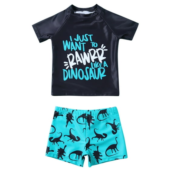 Rovga Toddler Baby Boy Letter Printed Swimwear, 2-pcs, Black
