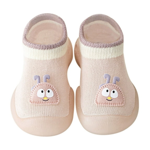 Rovga Toddler Kids Baby Boys Girls Shoes First Walkers Cute Cartoon Antislip Wearproof Socks Shoes Crib Shoes Prewalker 6-12 Months Pink