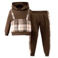 thumbnail image 1 of Rovga Toddler Outfits For Boys Girls 18-24 Months Toddler Long Sleeve Plaid Print Tops And Pants 2Pcs Fall Winter Outfits Clothes Set Fashion Outfits Brown, 1 of 7