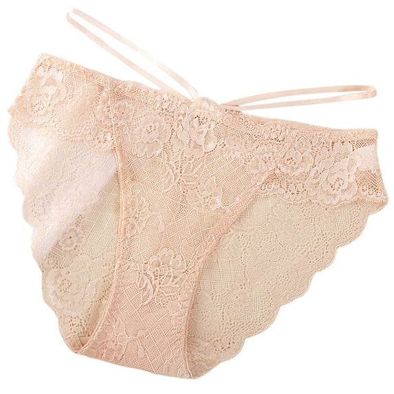 Rovga Underwear Lace Briefs Solid Color Traceless Butterfly Strap Panties Women Female Comfy Stretch Panty
