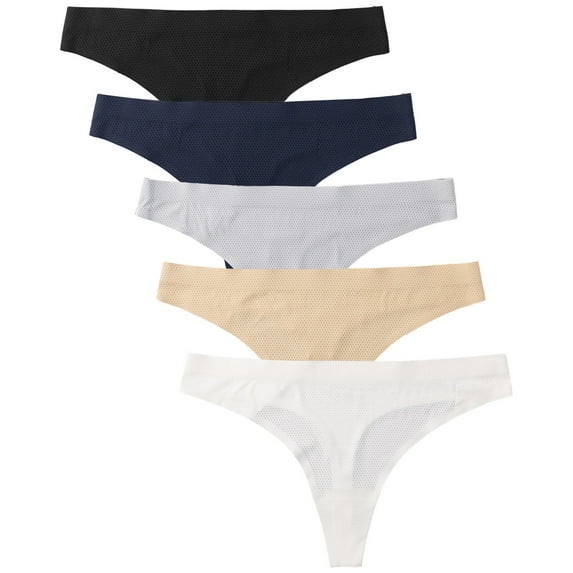 Rovga Underwear Women 5-Pack Sports Casual Seamless Thong Comfort Breathable Brief