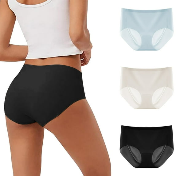 Rovga Underwear Women Mixed Color 3-Pack Ice Silk Seamless Popular Comfortable Undies Comfort Breathable Brief