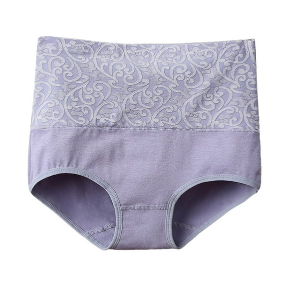 Rovga Underwear Women Solid Color Cotton High Waist Undies Comfort Breathable Brief