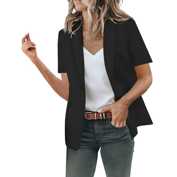 Rovga Women Casual Solid Single Button Lapel Short Sleeve Slim Suit Temperament Blazers Coat For Daliy Work 2022 Fashion Women Jacket Blazer