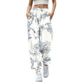 thumbnail image 1 of Rovga Women Pants Casual Trousers Long Elastic Daily Legging Floral Printed High Waistband Fashion Sweat Pant Workout Outwear, 1 of 4