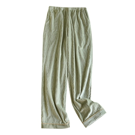 Rovga Women Pants Spring Fall Couple Pajamas Pants Thin Flannel Plus Velvet Warm Home Pants Classic Outwear