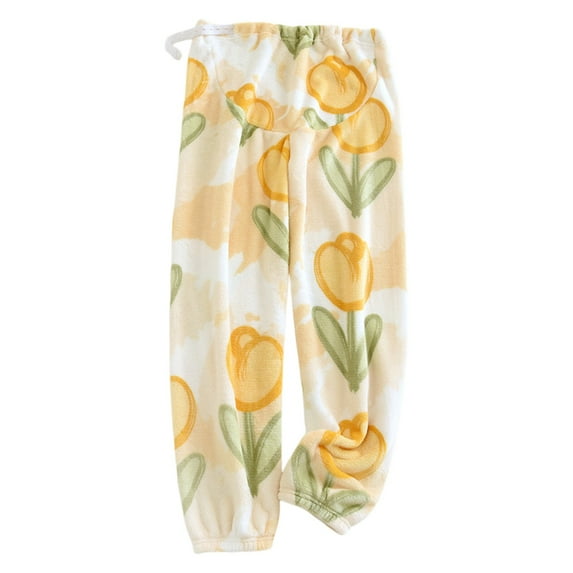 Rovga Women Pants Spring Fall Warm Flannel Casual Trousers Pants Adjustable Trousers Home Fashion Pajama Pants Casual Trousers Pants Classic Streetwear