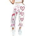 thumbnail image 1 of Rovga Women Pants Valentine's Day Love Heart Printed Bottom Sweatpants Pockets High Waist Sporty Gym Fit Jogger Trousers Classic Streetwear, 1 of 4