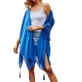 thumbnail image 1 of Rovga Women'S Swimwear Cover Ups Solid Color Long Sleeve Boho Bathing Suit Cover Ups Floral Kimono Print Cardigan Sheer Swimsuit Coverup Loose Casual Beach Resort Wear One Size Blue, 1 of 5