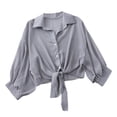 thumbnail image 1 of Rovga Women'S Swimwear Cover Ups Solid Color Long Sleeve Spun Small Jacket Shirt Summer All Kinds Of Loose Small Outer Wear Sunscreen Clothing Ladies Cardigan With Thin Small Upper Garment L Grey, 1 of 3