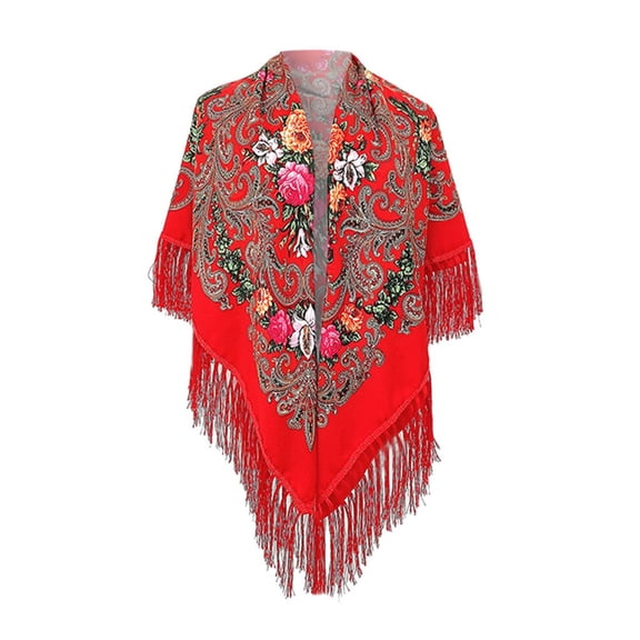 Rovga Women Scarf Light Soft Fashion Lady Folk Floral Print Tassel Square Scarf Wrap Shawl Travel Scarvesummer Gift Rd1