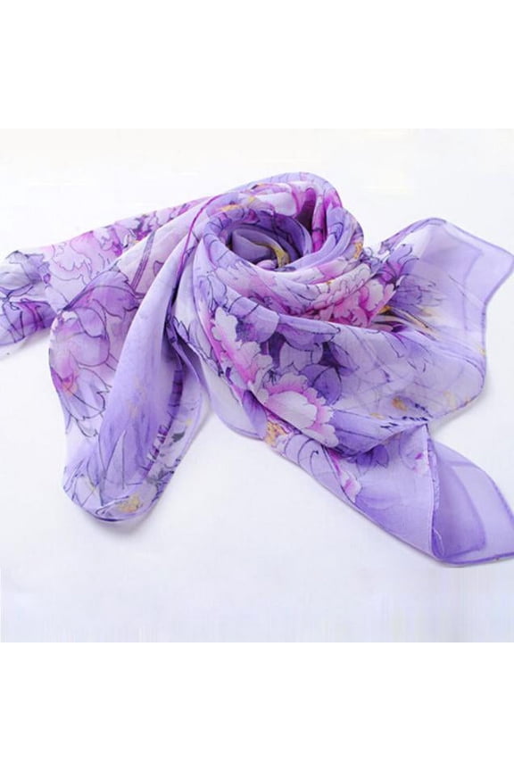 Women Scarf Parrot Peony Pattern Shawl Wrap Chiffon Lady Fashion Long Scarf Scarves Scarf Summer Gift