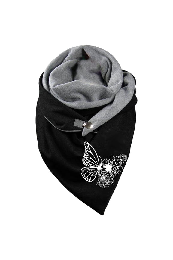 Women Scarf Retro Print Bohemian Scarf Shawl Triangle Scarf Winter Warm Short Scarf Headscarfsummer Gift Black