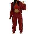 thumbnail image 1 of Rovga Women Sets Outfits Tracksuit Autumn Winter Top Vest Pants Set Fashion Solid Color Zipper Hooded Sweatshirt Pants Casual 3PCS Set Female Clothing Sets Streetwear, 1 of 5