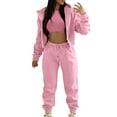 thumbnail image 1 of Rovga Women Sets Outfits Tracksuit Autumn Winter Top Vest Pants Set Fashion Solid Color Zipper Hooded Sweatshirt Pants Casual 3PCS Set Top Pants Clothing Sets Streetwear, 1 of 5