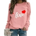 thumbnail image 1 of Rovga Women Sweatshirts Daily Printed Heart Sweatshirt O-Neck Fit Casual Long Sleeve Workout Pullovers Pullover Tops Loose Top Valentine's Day Leisure Dailywear, 1 of 4