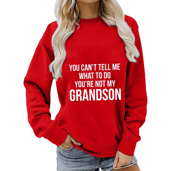 Rovga Women Sweatshirts Long Sleeve Sweatshirt Letter Printed O-Neck Top Fun Alphabet Stylish Outwear