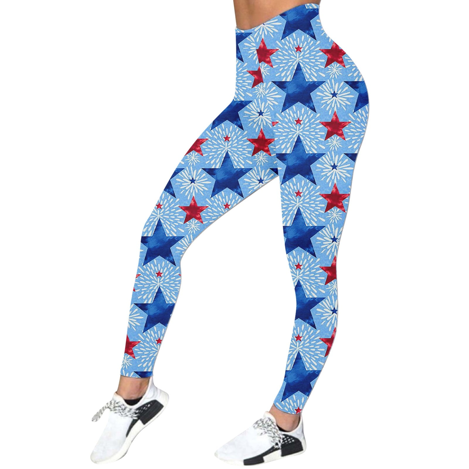 Legging Pour Femme Taille Haute Fourth Of July Independence Day Legging Pour Femme Décontracté Fourth Of July Independence Day Legging De Sport Imprimé Pantalon Long Legging Avec Imprimé étoile, Bleu