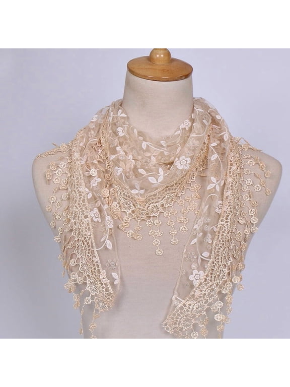 Womens Scarves & Wraps Women Lace Sheer Floral Scarf Shawl Wrap Tassel Scarf