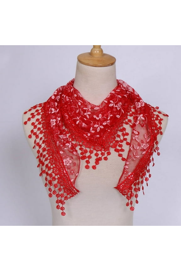 Womens Scarves & Wraps Women Lace Sheer Floral Scarf Shawl Wrap Tassel Scarf