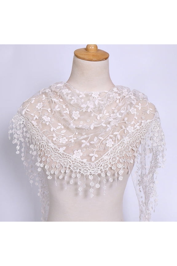 Womens Scarves & Wraps Women Lace Sheer Floral Scarf Shawl Wrap Tassel Scarf