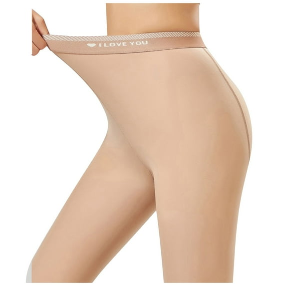 Rovga Womens Yoga Pants Solid Color Warm Opaque Tights High Waist Elastic Thick Tights Khaki Comfortable Daily Wear