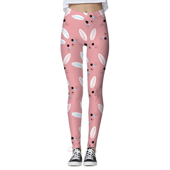 Rovga Workout Leggings For Women Easter Day High Waist Yoga Pants Compression Tights High Waist Pants Pants For Yoga Running Gym Trend Clothes Pink S