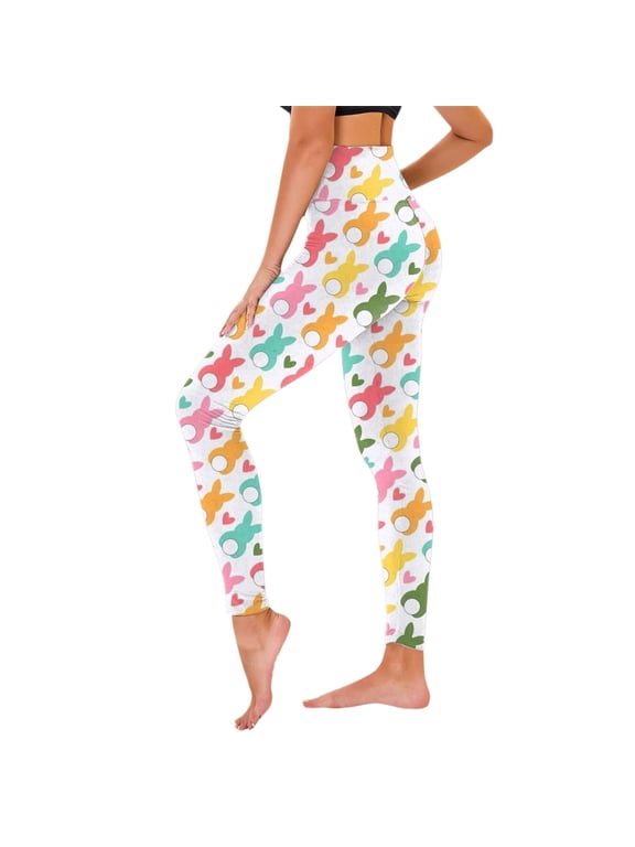 Workout Leggings For Women Slim Leg Easter Bunny Print Sports Pants Compression Tights Trend Clothes Hot Pink M
