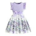 thumbnail image 1 of Rovga dresses for girls Solid color butterflies Graphic Round Neck Sundress Sleeveless Bowknot Ruffles Princess Dance Party Dresses 6-7 Years Adorable Playsuit, 1 of 8