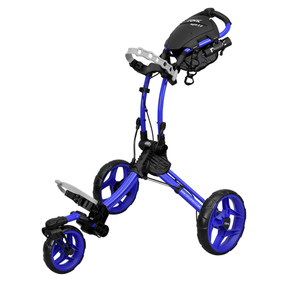 Rovic Model RV1S 2.0 Golf Push Cart with 360 Degree Swivel Front Wheel, Foldable 3-Wheel Walking Golf Cart (Blue)