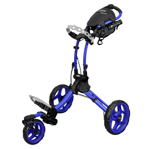 Rovic Model RV1S 2.0 Golf Push Cart with 360 Degree Swivel Front Wheel, Foldable 3-Wheel Walking Golf Cart (Blue)
