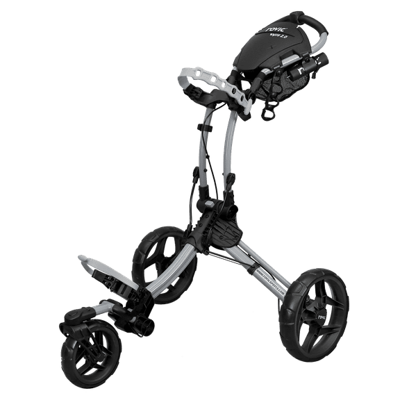 Rovic Model RV1S 2.0 Golf Push Cart with 360 Degree Swivel Front Wheel, Foldable 3-Wheel Walking Golf Cart (Silver)