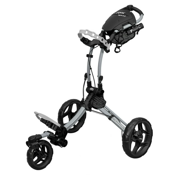 Rovic Model RV1S 2.0 Golf Push Cart with 360 Degree Swivel Front Wheel, Foldable 3-Wheel Walking Golf Cart (Silver)
