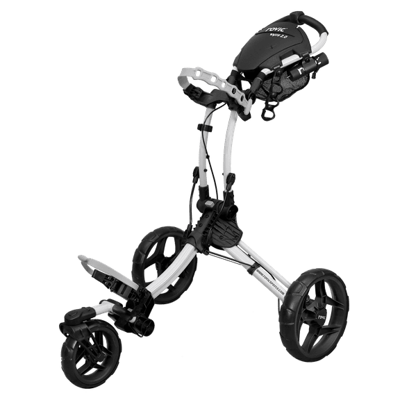 Rovic Model RV1S 2.0 Golf Push Cart with 360 Degree Swivel Front Wheel, Foldable 3-Wheel Walking Golf Cart (White)