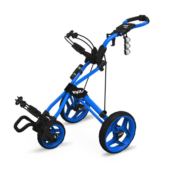 Rovic Model RV3J Junior | Youth 3-Wheel Golf Push Cart (Blue)